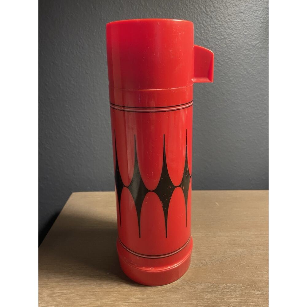 Vintage Aladdin Vanguard Thermos Bottle – Red & Black Atomic Mid Century Design